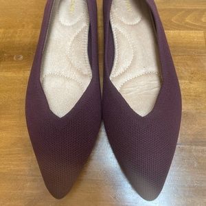 Old Navy Sz 11 Pointy Toe Ballet Flats Knit Texture Cushy Sole NEW Eggplant